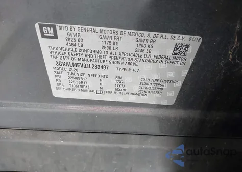 2018 GMC Terrain Sle z USA, uszkodzony, nr VIN 3GKALMEV0JL283497